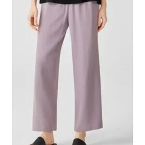 Eileen Fisher NWT Silk Wide Leg Pants Lavender Light Purple Large $218 Side Zip